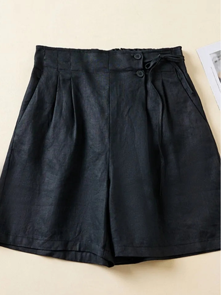 Women's: Cotton Linen Vintage Style Casual Short Pants in Solid Colors with Loose Comfortable Fit