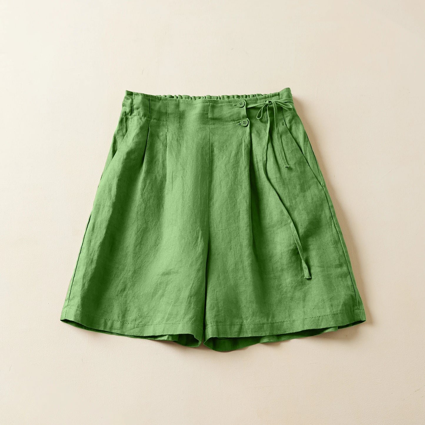 Women's: Cotton Linen Vintage Style Casual Short Pants in Solid Colors with Loose Comfortable Fit