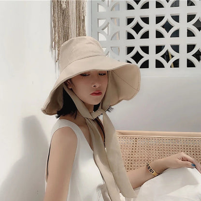 Women's: Cotton Linen Japan and South Korea Style Big Brim Foldable Travel Sun Hat