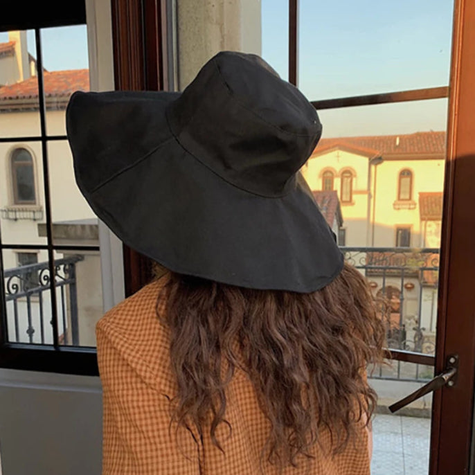 Women's: Cotton Linen Japan and South Korea Style Big Brim Foldable Travel Sun Hat
