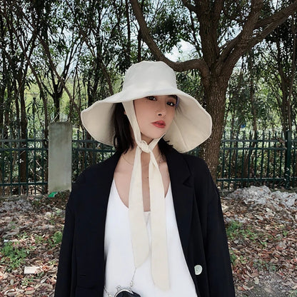 Women's: Cotton Linen Japan and South Korea Style Big Brim Foldable Travel Sun Hat