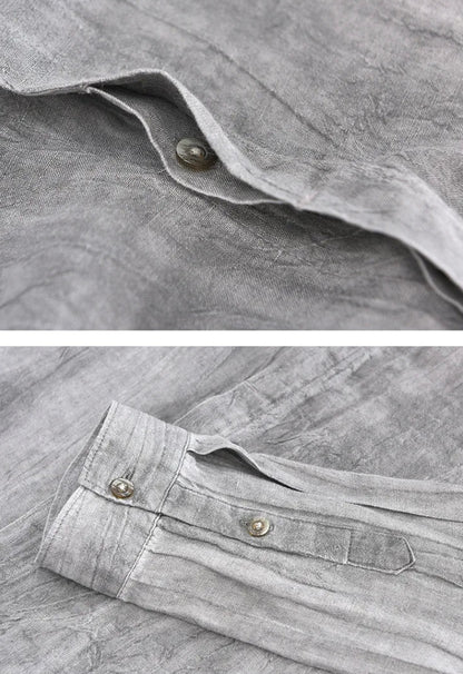 Men's: 100% Linen High Quality Vintage Style Wrinkled Soft Breathable Slim Fit Shirts