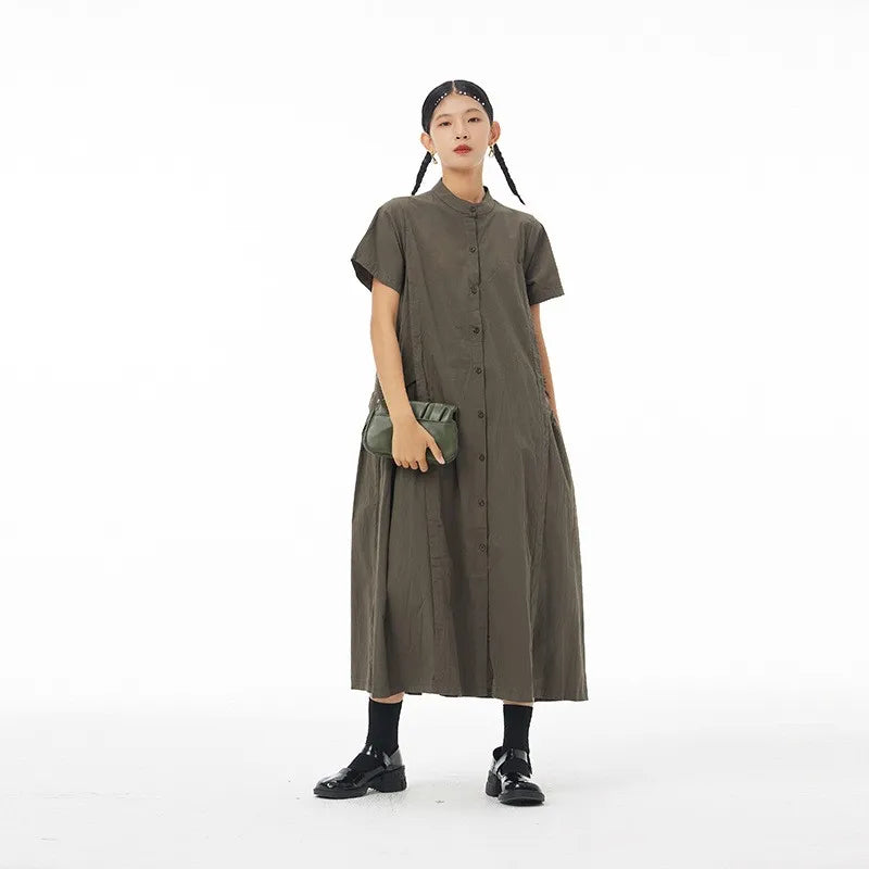 Women’s: Korean Style & Streetwear Long loose Fit Thin Cotton & Linen Dress