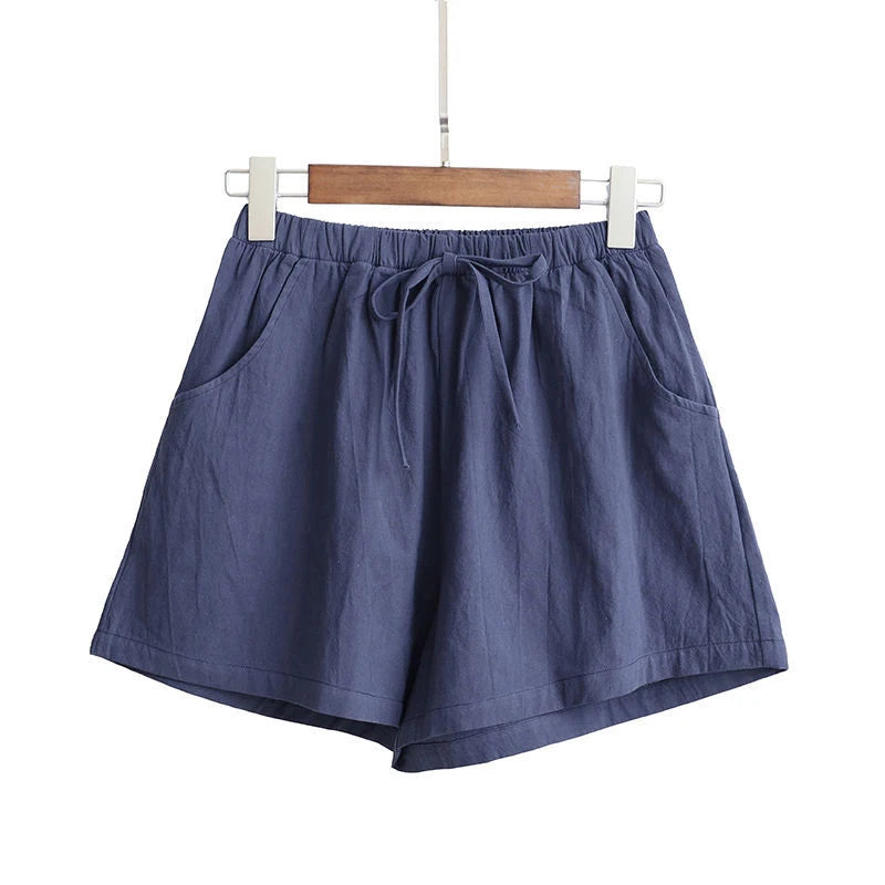 Women’s: Cotton Linen High Waist Shorts, Summer Casual & Sports Female S-3XL
