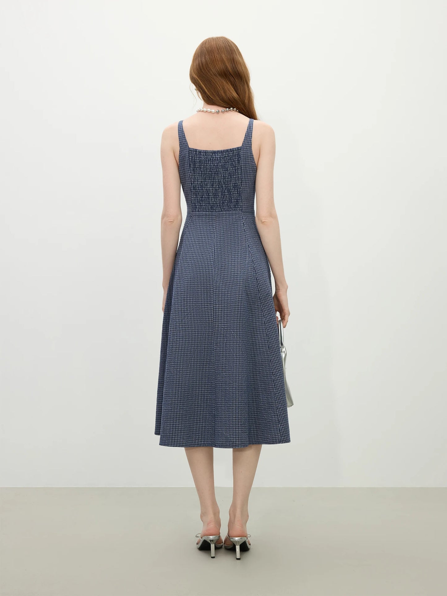 Women’s: French Style Elegant Pure Cotton Retro Plaid Strappy Dress for Spring or Summer