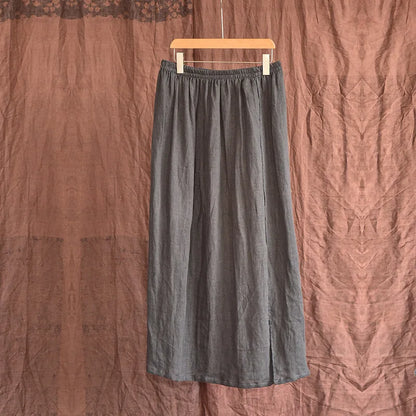 Women’s: Linen Patchwork Loose Fit Skirt for Spring, Autumn, & Summer
