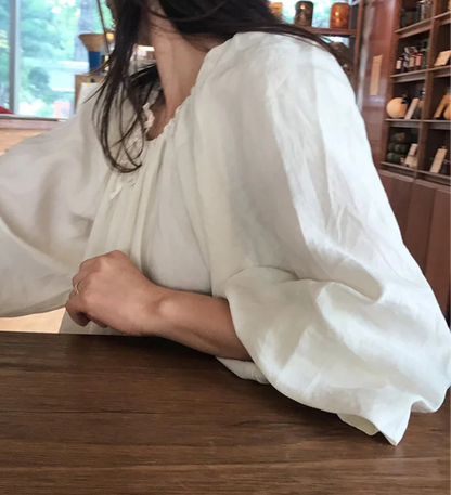Women’s: 100% Cotton Cottagecore Boho Maxi Dress, Solid Long Sleeve with Drawstring