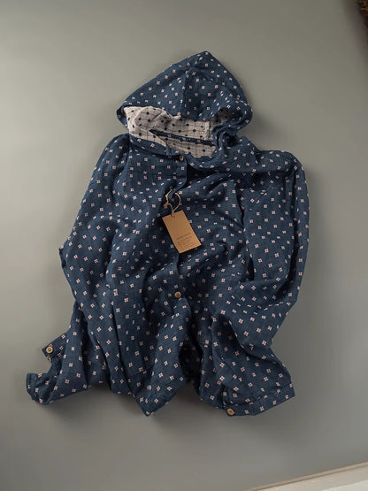 Women’s: 100% Cotton Yarn Loose Hooded Plaid Shirts for Autumn Spring Casual Hoodies