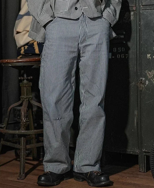 Men’s: Vintage Style Denim Railroad Conductor Express Stripe Engineer Pants