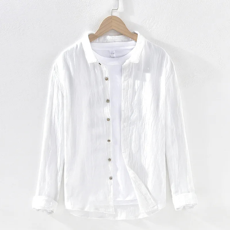 Men's: 100% Linen High Quality Vintage Style Wrinkled Soft Breathable Slim Fit Shirts