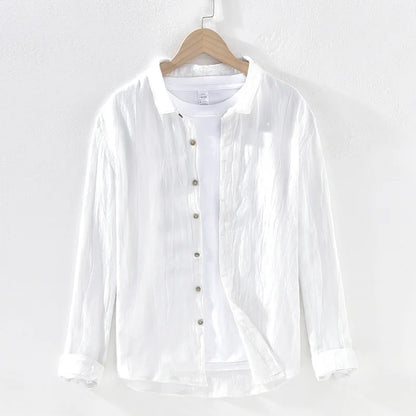 Men's: 100% Linen High Quality Vintage Style Wrinkled Soft Breathable Slim Fit Shirts