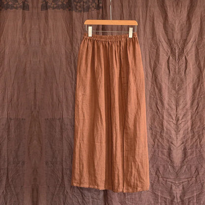 Women’s: Linen Patchwork Loose Fit Skirt for Spring, Autumn, & Summer