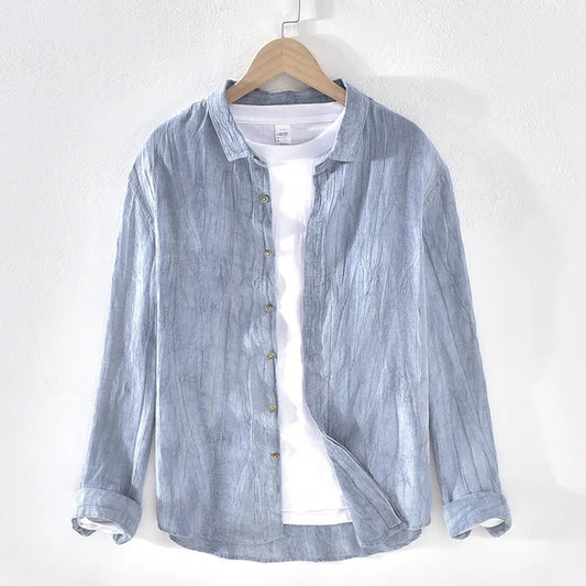 Men's: 100% Linen High Quality Vintage Style Wrinkled Soft Breathable Slim Fit Shirts