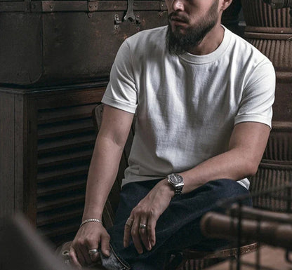 Men’s: Vintage Style Heavyweight Cotton Seamless Tubular T-Shirt Summer Plain Basic Tee Shirts