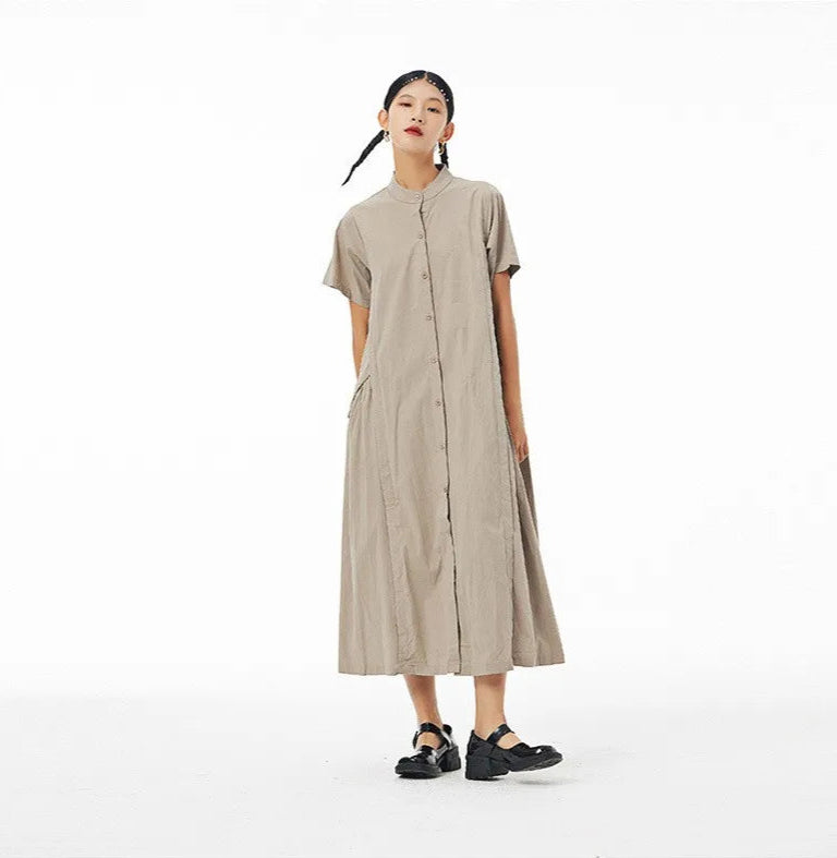 Women’s: Korean Style & Streetwear Long loose Fit Thin Cotton & Linen Dress