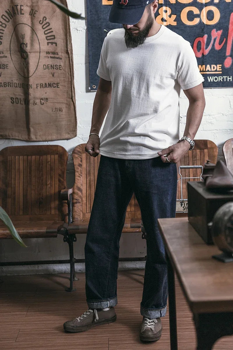Men’s: Vintage Style Heavyweight Cotton Seamless Tubular T-Shirt Summer Plain Basic Tee Shirts