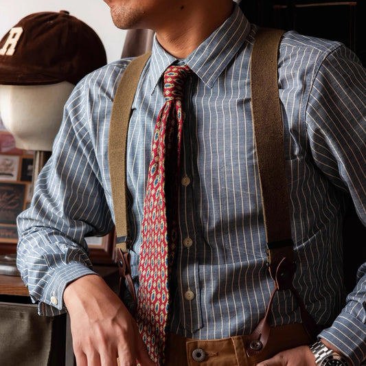 Men’s: Vintage Style Candy Stripes Casual/ Work Long Sleeve Shirt