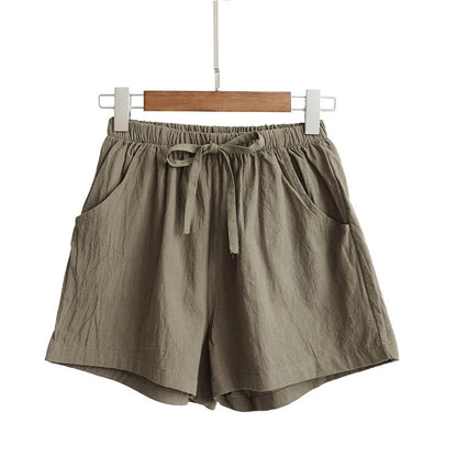 Women’s: Cotton Linen High Waist Shorts, Summer Casual & Sports Female S-3XL