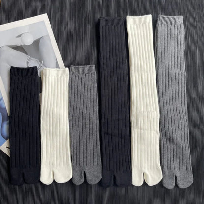 Women’s: Cotton Japanese Tabi Socks Thick Thread Needles Two Toe Spring, Autumn, Winter Warm Socks