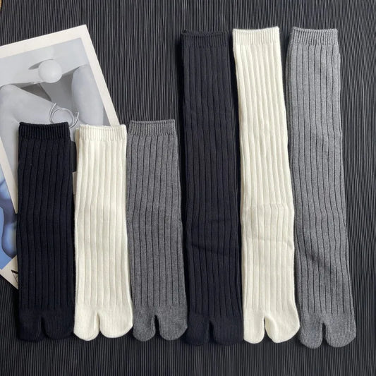 Women’s: Cotton Japanese Tabi Socks Thick Thread Needles Two Toe Spring, Autumn, Winter Warm Socks