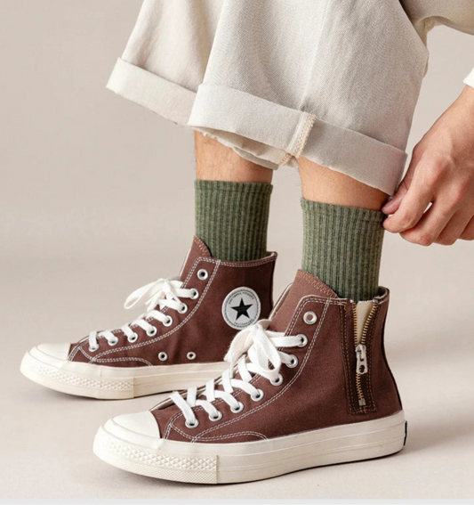 Men's: 10pcs & 5pcs 95% Combed Cotton Socks Business Dress Long Socks Casual Solid Color Black White - Spring Summer