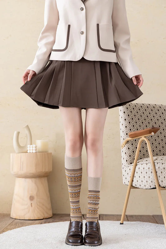 Women’s: Cotton Middle and High Tube Calf and Knee Socks Harajuku Mori Striped Socks