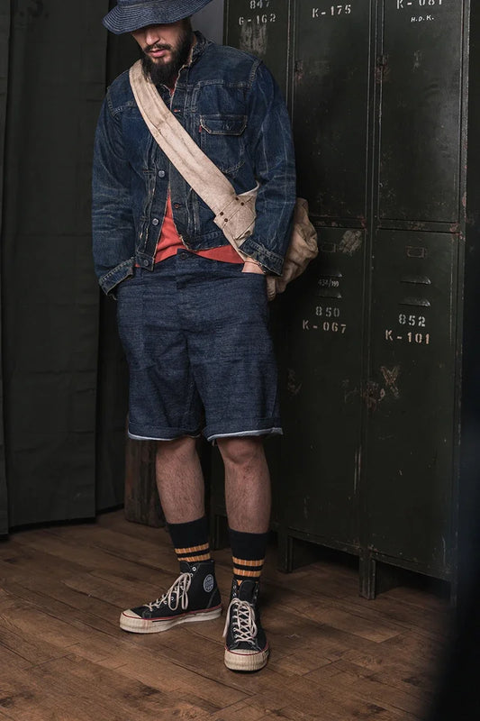 Men’s: Vintage Style 1940s U.S. Military Deck Dungarees Shorts Pants 10oz Selvedge Denim Rinsed
