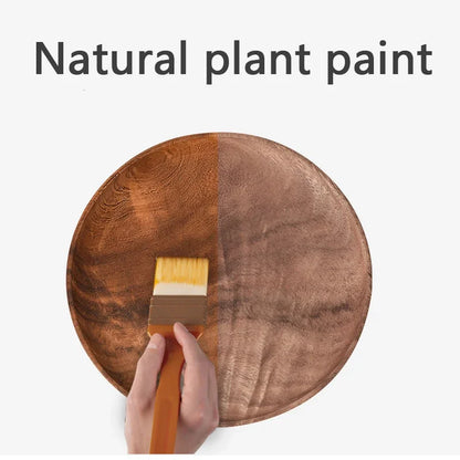Zero Waste: Japanese Household Dishes Made from Acacia Wood - Round Tableware Salad Dessert Tray, Wood Dinnerware Set, Plates & Serving Platter