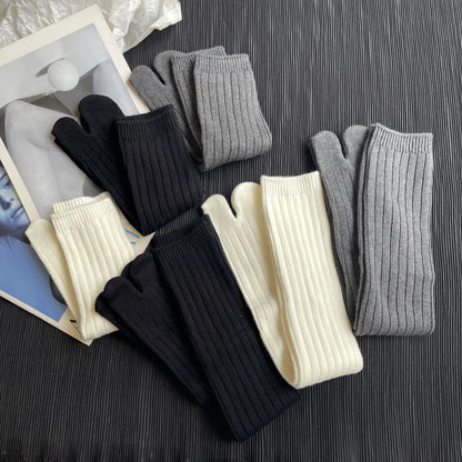 Women’s: Cotton Japanese Tabi Socks Thick Thread Needles Two Toe Spring, Autumn, Winter Warm Socks