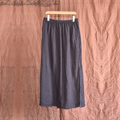Women’s: Linen Patchwork Loose Fit Skirt for Spring, Autumn, & Summer