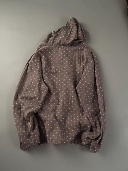 Women’s: 100% Cotton Yarn Loose Hooded Plaid Shirts for Autumn Spring Casual Hoodies