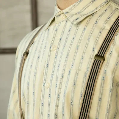 Men’s: Vintage Style Striped Pattern Cotton Long Sleeve shirt, U.S. Sizes