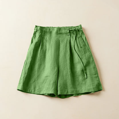 Women's: Cotton Linen Vintage Style Casual Short Pants in Solid Colors with Loose Comfortable Fit