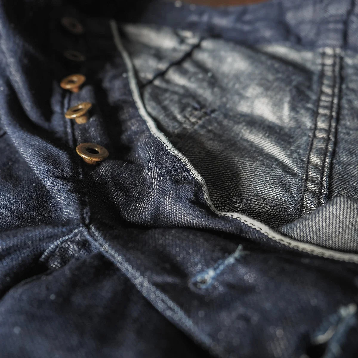Men’s: Vintage Style 1940s U.S. Military Deck Dungarees Shorts Pants 10oz Selvedge Denim Rinsed