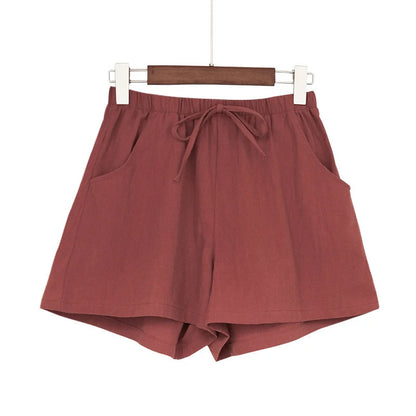 Women’s: Cotton Linen High Waist Shorts, Summer Casual & Sports Female S-3XL