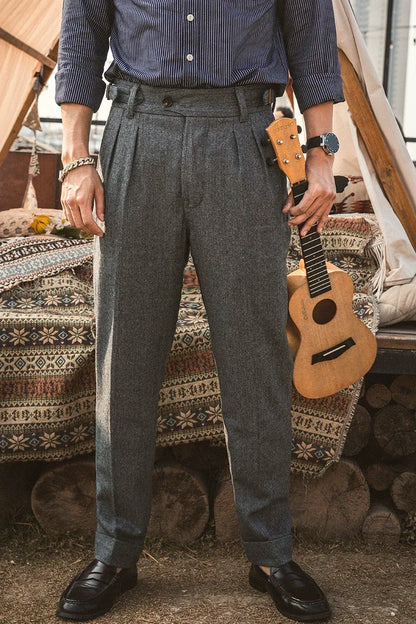 Men’s: Vintage Style 1930s & 40s HBT Woolen Gurkha Pants, Casual Trousers Loose Fit
