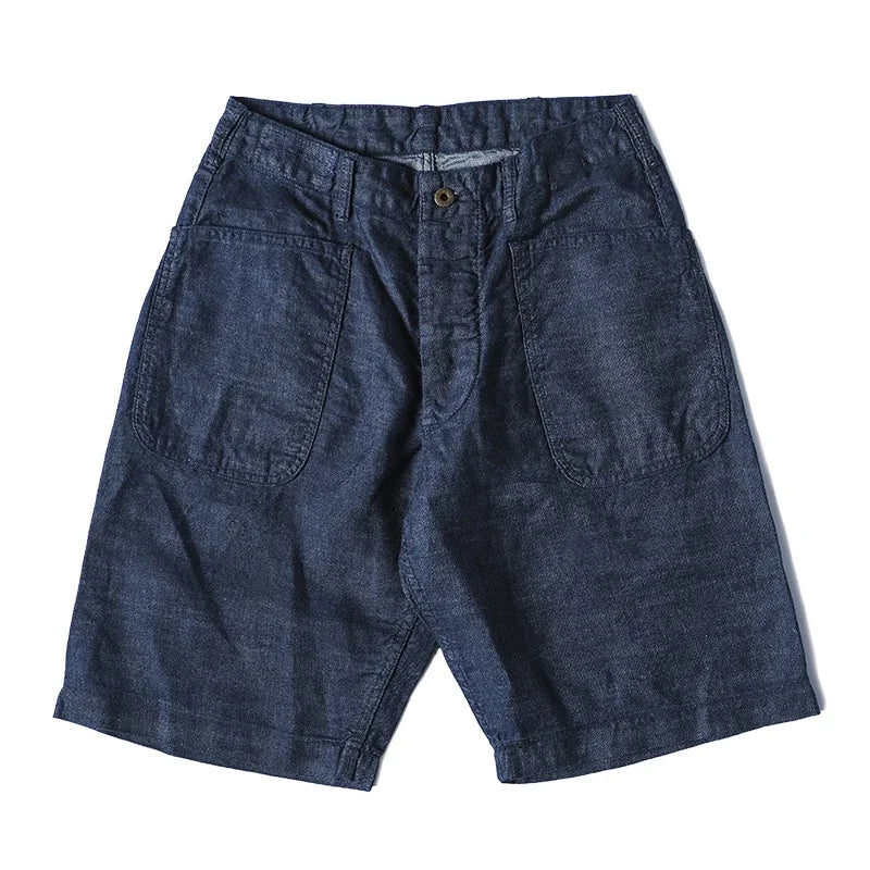 Men’s: Vintage Style 1940s U.S. Military Deck Dungarees Shorts Pants 10oz Selvedge Denim Rinsed