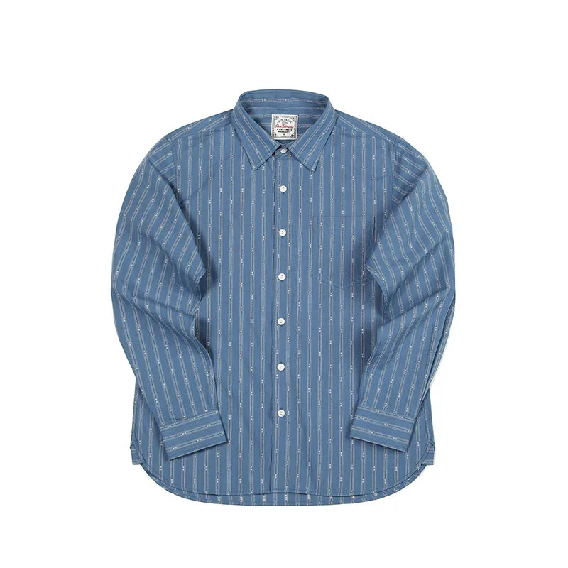 Men’s: Vintage Style Striped Pattern Cotton Long Sleeve shirt, U.S. Sizes