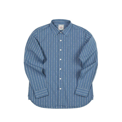 Men’s: Vintage Style Striped Pattern Cotton Long Sleeve shirt, U.S. Sizes