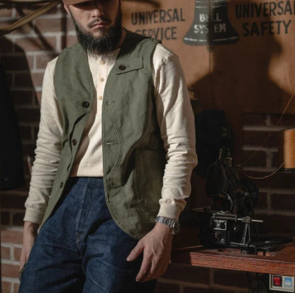 Men’s: Vintage Style 350g Heavyweight Long Sleeve Henley Base Layer Plain