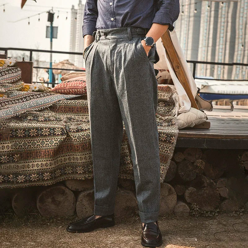 Men’s: Vintage Style 1930s & 40s HBT Woolen Gurkha Pants, Casual Trousers Loose Fit
