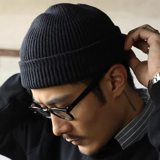 Men’s: U.S. Navy Ribbed Beanie/ Fisherman Style Type A-4 Watch Cap Unisex Knit Beanie for Winter Headwear