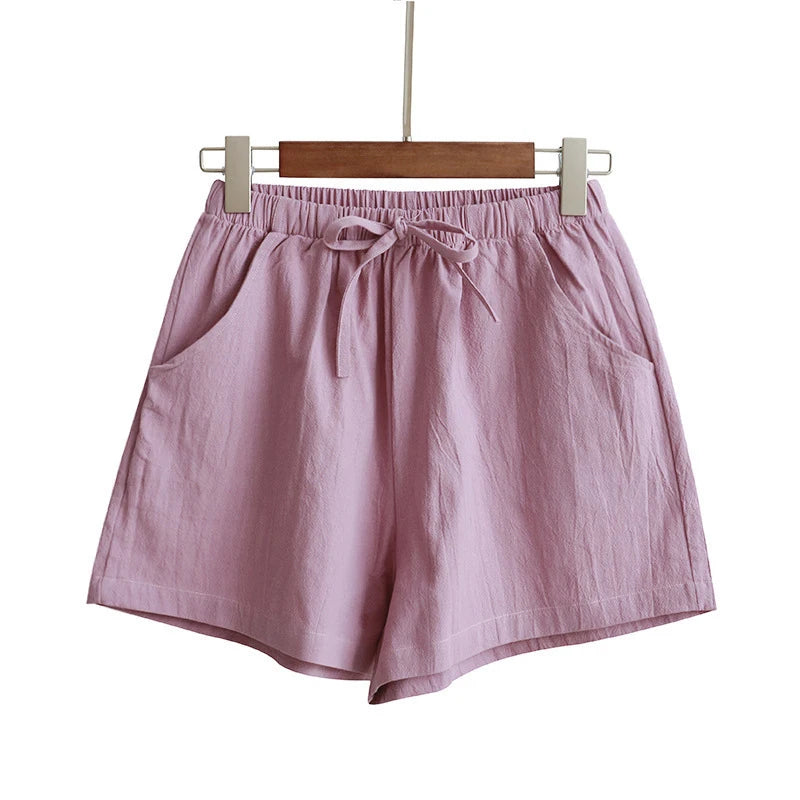 Women’s: Cotton Linen High Waist Shorts, Summer Casual & Sports Female S-3XL